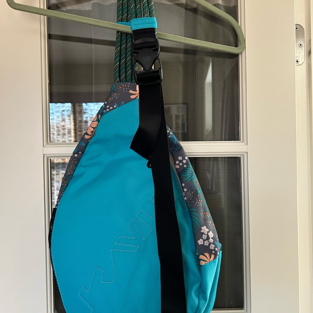 KAVU Floral Sling Bag - Teal and Gray - Picture 3 of 4